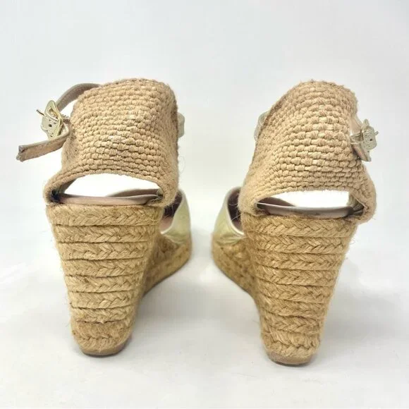 * GAIMO Obi Wedge Espadrilles in Gold Leather Size 41 - Picture 7 of 13